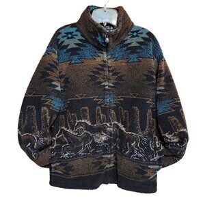 Vintage Outback Trading Co. Unisex Size Small Southwestern Wild Horse Pattern